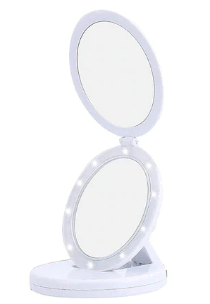 Oglinda cosmetica 2 in 1 Andowl Q MR80 pliabila led efect de lupa reincarcabila
